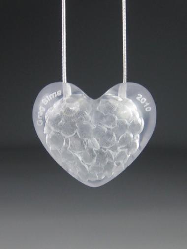 Greg Sims, Hollow Heart Locket, 2010, SLR Resin, Silver Chain, CZs Greg Sims