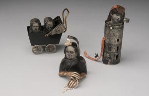 Mariko Kusumoto, Chess Set, (detail of playing pieces), 2010, Metal Box Sculpture, nickel silver, sterling silver, brass, copper, decal, exterior box: 13 x 12 x 12 inches, Chess Board: 18.5 x 18.5, photo credit: Dean Powell
Mariko Kusumoto